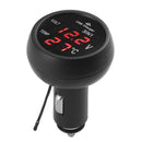 3 in 1 12/24V Car LED Digital Voltmeter Gauge+Thermometer+USB Charger(Red)