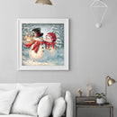 11CT Full Embroidery Christmas Snowman Cotton Print Cross Stitch Home Decoration