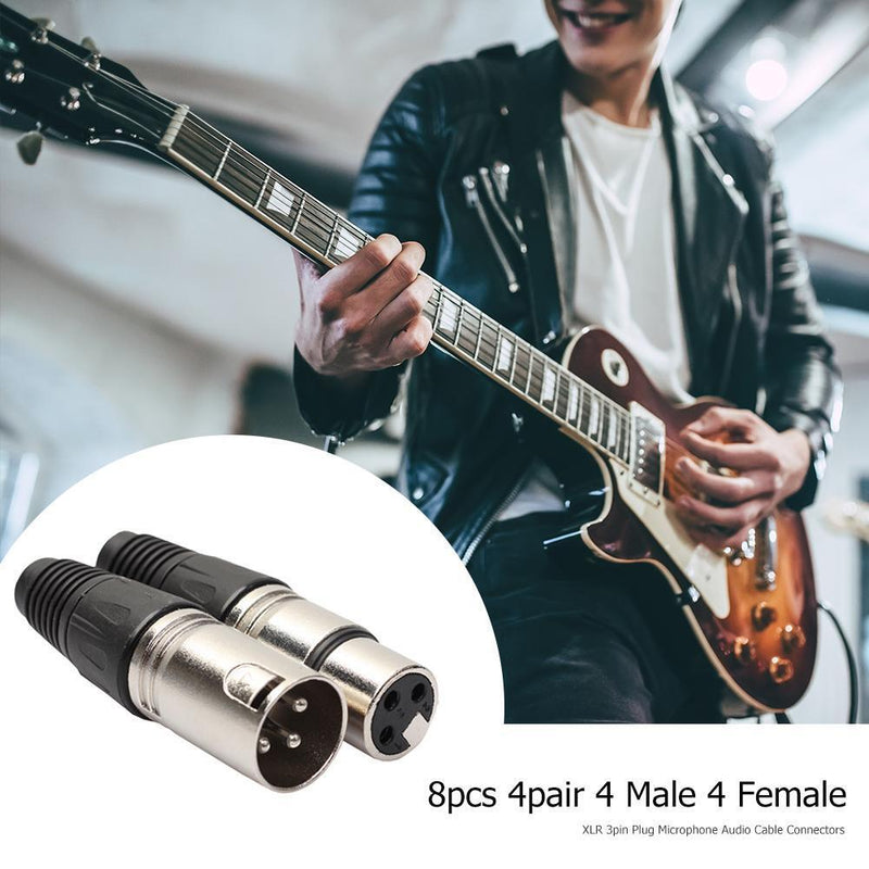 8pcs XLR Connector 3Pin Audio Microphone MIC XLR Male Plug Female Jack Adap