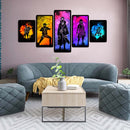 5 Panels Naruto Oil Paint By Numbers Kit DIY Home Decoration Gift Wall Pict