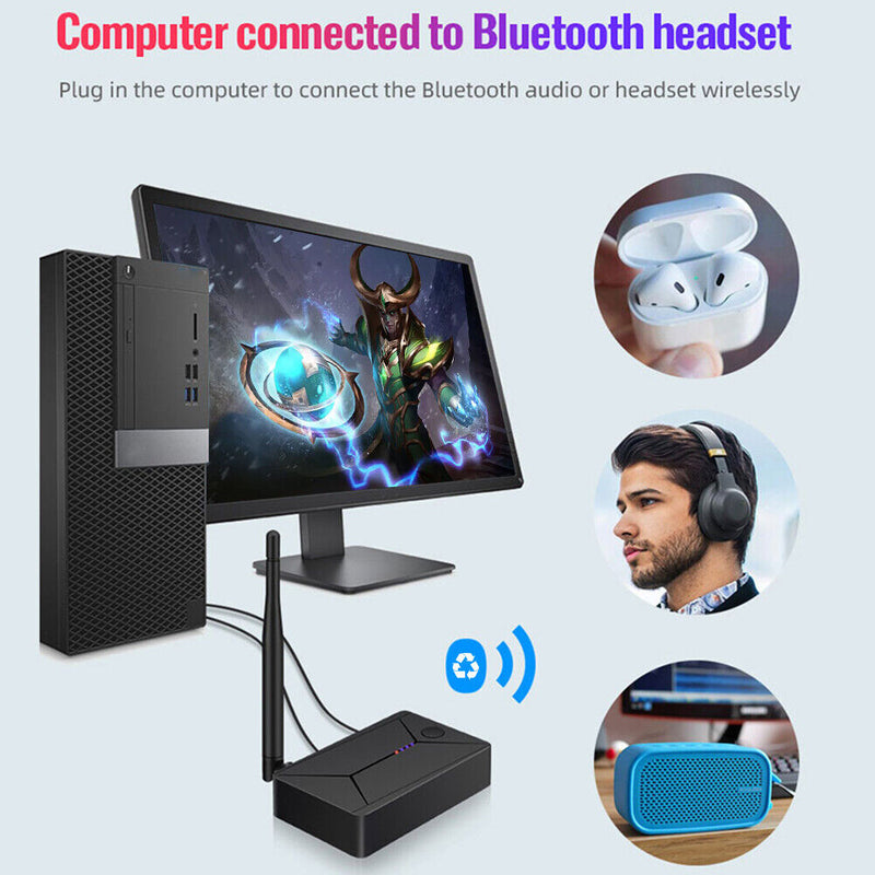 TX13 Bluetooth Audio Transmitter AUX Optical Fiber Coaxial Adapter for Headphone