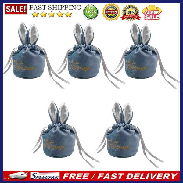 Cartoon Rabbit Ears Velvet Bags Candy Cookie Package Bag Organizer (Blue)