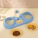 Cats Dogs Double Bowl Auto Feeder Water Dispenser Food Container (Blue) Newly