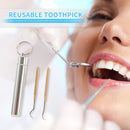 Outdoor Portable Metal Toothpick Set Oral Teeth Cleaning Tools with Spoon Newly