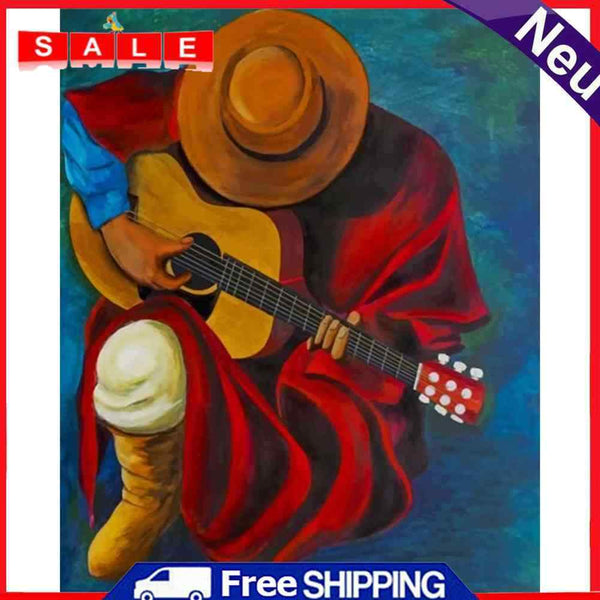 Guitar Singer Frameless Picture Oil Paint By Numbers Hand Painted Picture Kit