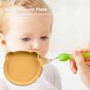 Children Dishes Baby Silicone Sucker Feeding Bowl Kid Dining Plate (Yellow)