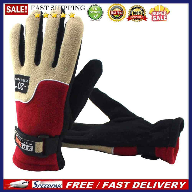 1 Pair Bicycle Motorcycle Cycling Full Finger Fleece Gloves Anti-Freeze Glove