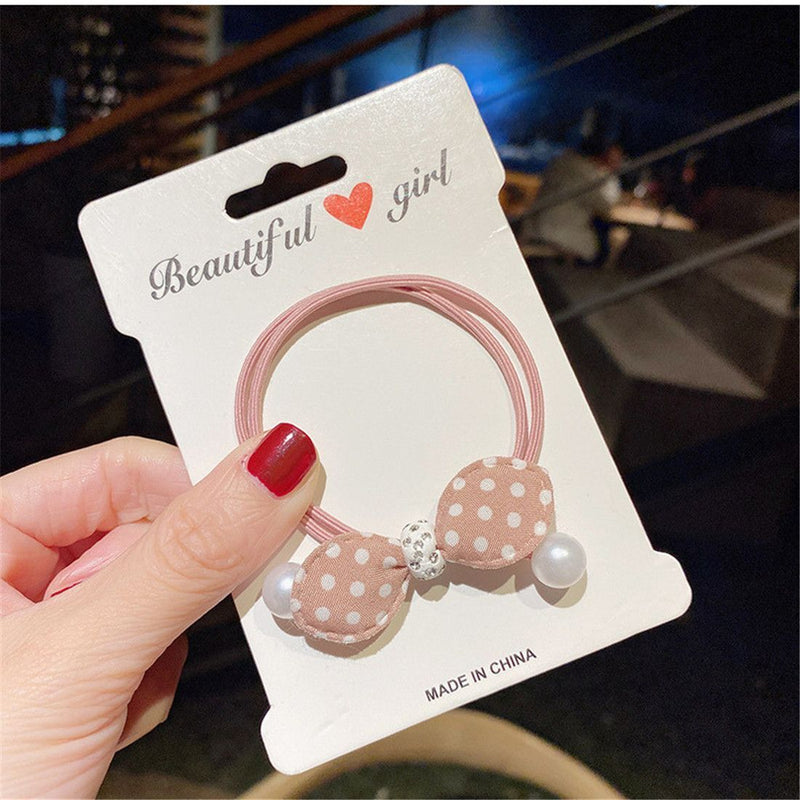 Women Girl Hair Accessories High Elastic Dot Hair Ring Hair Tie Rope Lattice