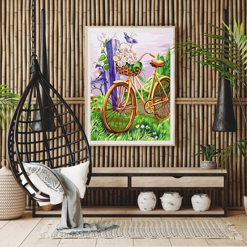 Lawn Bike Oil Paint By Numbers Kits DIY Handpainted on Canvas Wall Art Gift