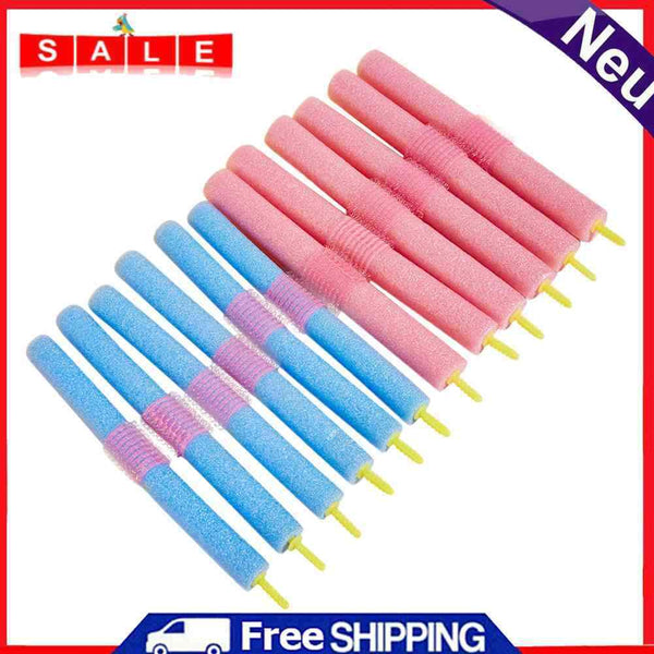 12pcs Self-Adhesive Sponge Foam Wave Hair Curler Roller Hairstyle Curling Sticks