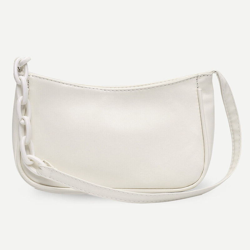 Pure Soft Leather Women Handbag Small Underarm Shoulder Totes Bag (Beige)