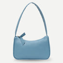 Soft PU Leather Women Underarm Bag Solid Color Casual Shoulder Bag (Blue)