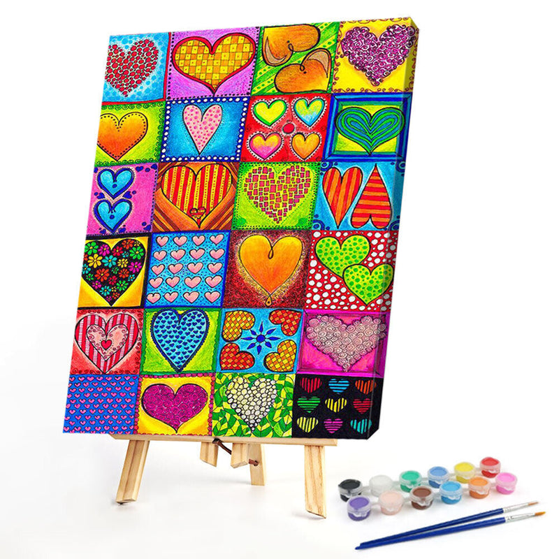 Abstract Hearts Oil Paint By Numbers Kits Canvas Picture Wall Art DIY Craft