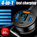 3 USB+PD Car Charger 66W Quick Charge 4-Port Fast Charging Phone Charger~