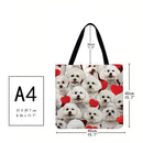 Dog love Printed Shoulder Shopping Bag Casual Large Tote Handbag (40*40cm)