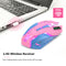 2.4GHz Wireless Optical Mouse 2400DPI Adjustable Mute Gaming Mice (Pink)