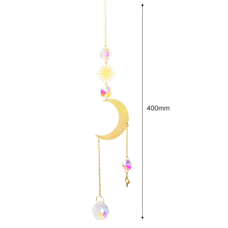 Suncatcher Crystal Star Moon Sun Chandelier Pendant Prism Hanging Lamp Orname
