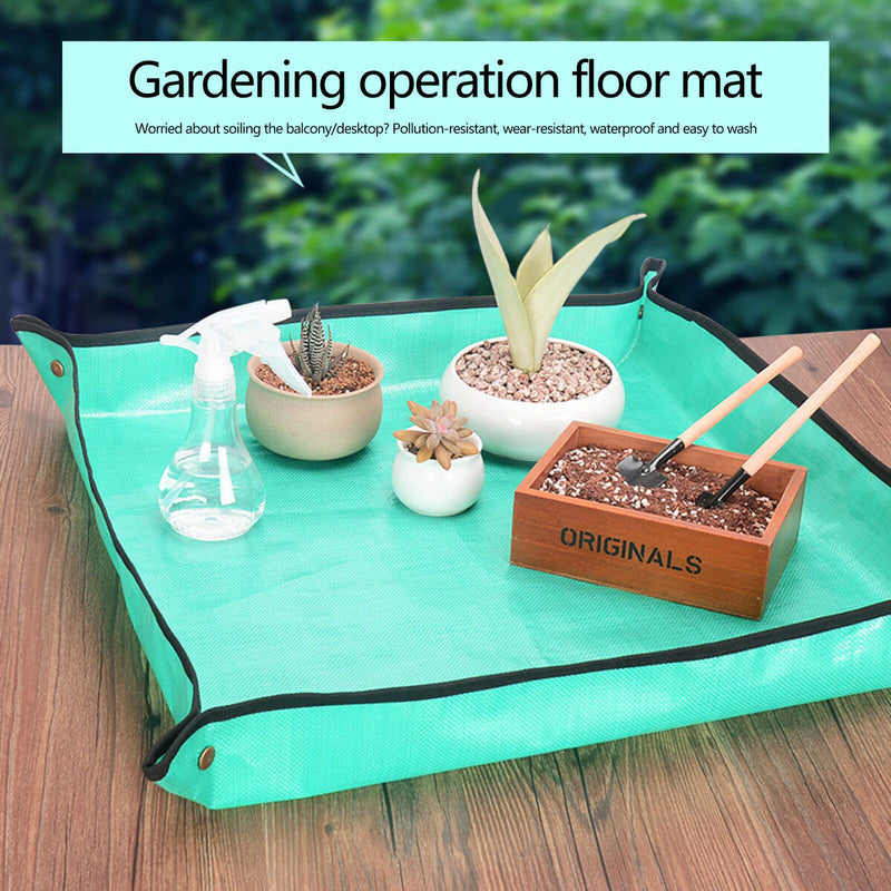 Plant Repotting Mat Waterproof Foldable Planting Pot Pad (Green 100x100cm) Newly