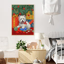 5D DIY Full Drill Round Shape Christmas Puppy Rhinestone Diamond Drawing Kit