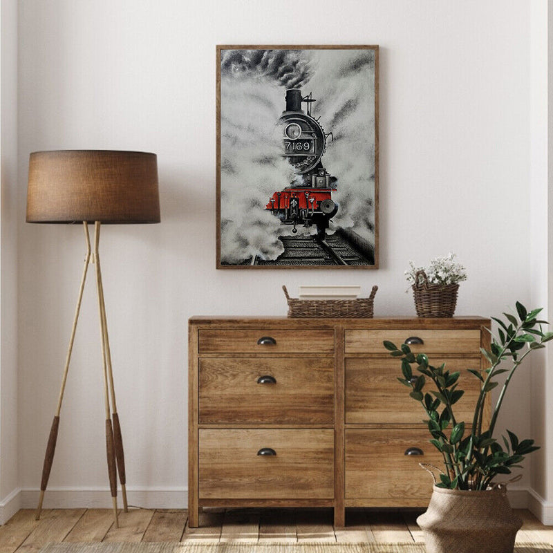 Trains Frameless Picture Oil Paint By Numbers Hand Painted Picture for Home