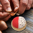 Fabric Needle Storage Holder Pastoral Round Pin Cushion for Needlework Craft DIY