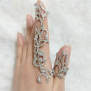Jewelry Wedding Party Bride Ring Rhinestone Double Finger Conjoined Ring