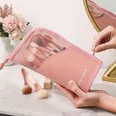 Zipper Waterproof Cosmetics Storage Bag Makeup Brush Holder Pouch (Pink) Newly