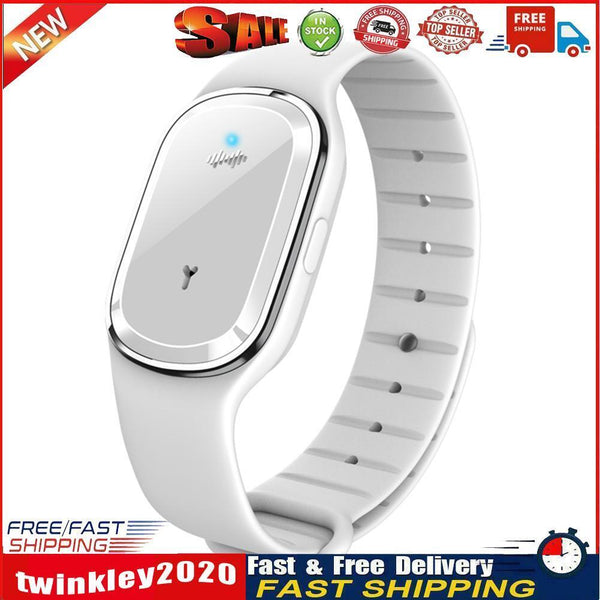 Kid Mosquito Repellent Bracelet USB Ultrasonic Repeller Wristband (White) Newly