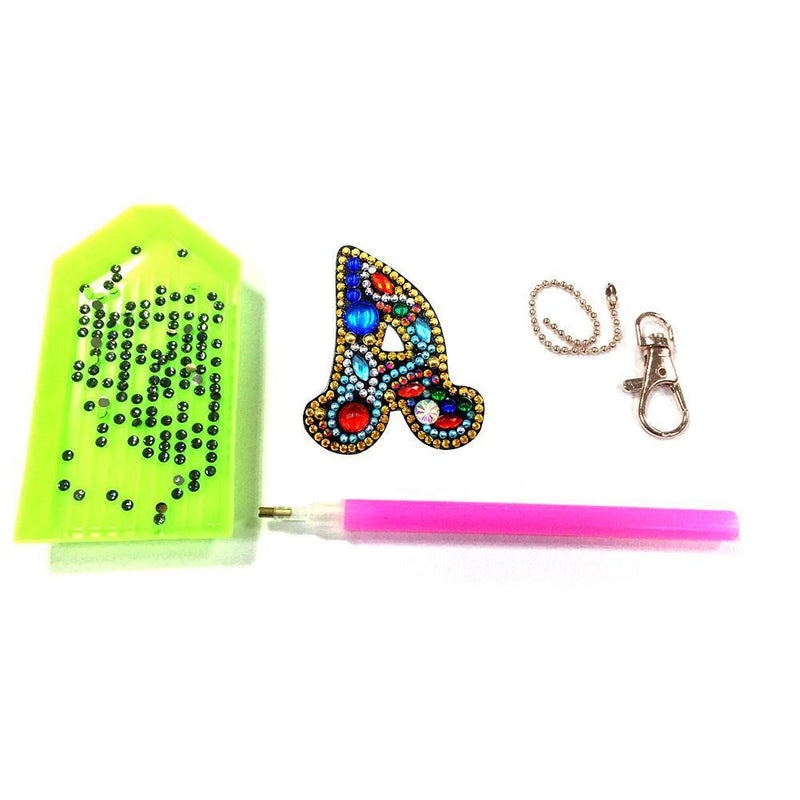 DIY Key Chain Diamond Painting Letters Women Bag Keyring Pendant Gift (A) Newly