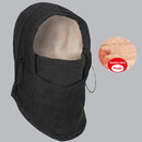 Winter Double-Layer Cycling Fleece Cap Windproof Face Warm Hood Hat (Black)