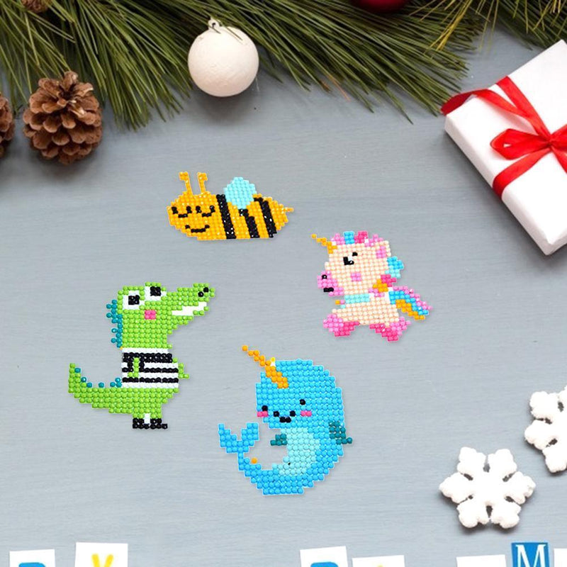 DIY Full Drill Round Cartoon Animal Diamond Painting Xmas Children Stickers