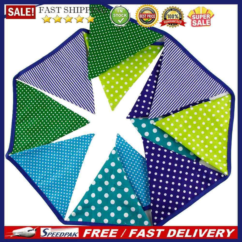 12 Flags 3.2m Cotton Pennant For Party Wedding Pennant Bunting Banner Decor