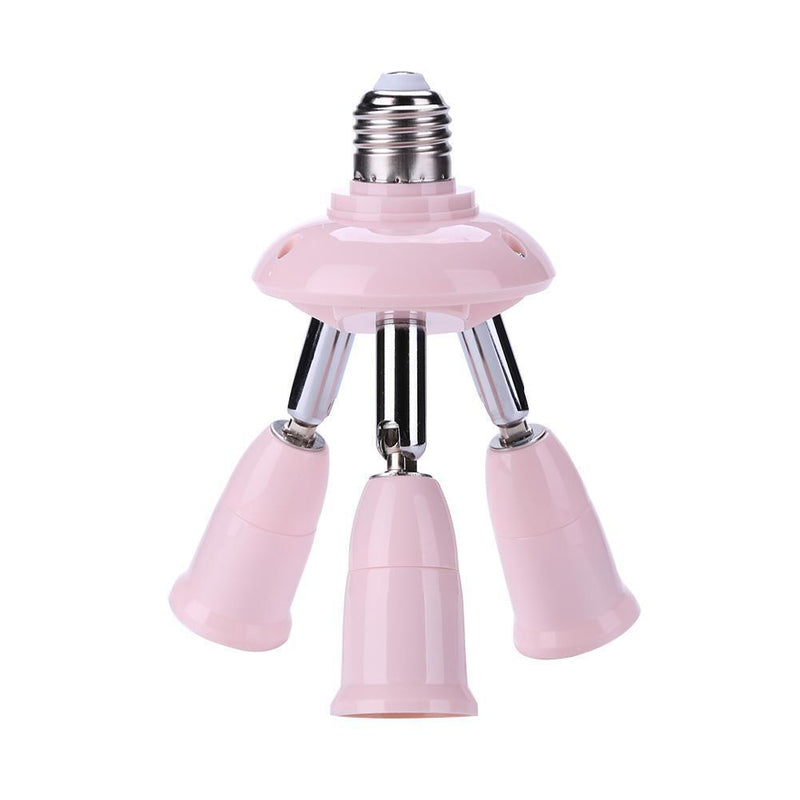 3 in 1 E27 to E27 Lamp Base Socket Splitter LED Light Bulb Holder (Pink)