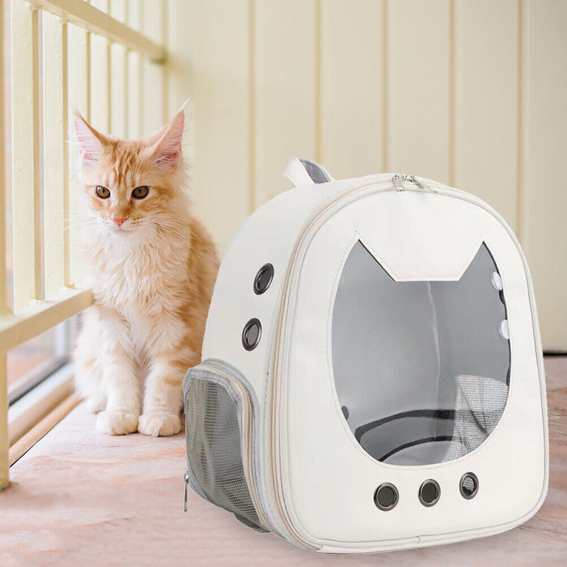 Pet Carrier Bag Clear Dog Cat Travel Breathable Outdoor Backpack (White) Newly