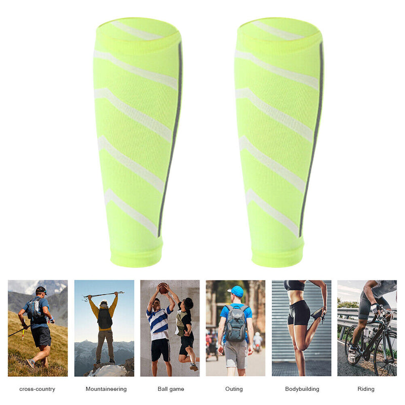 Leg Calf Shin Splints Support Running Athletics Compression Sleeves (Green)