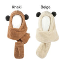 Earmuff Cute Plush Warm Hat Scarf Set Beanies Caps Winter Hats Panda Ear Hat