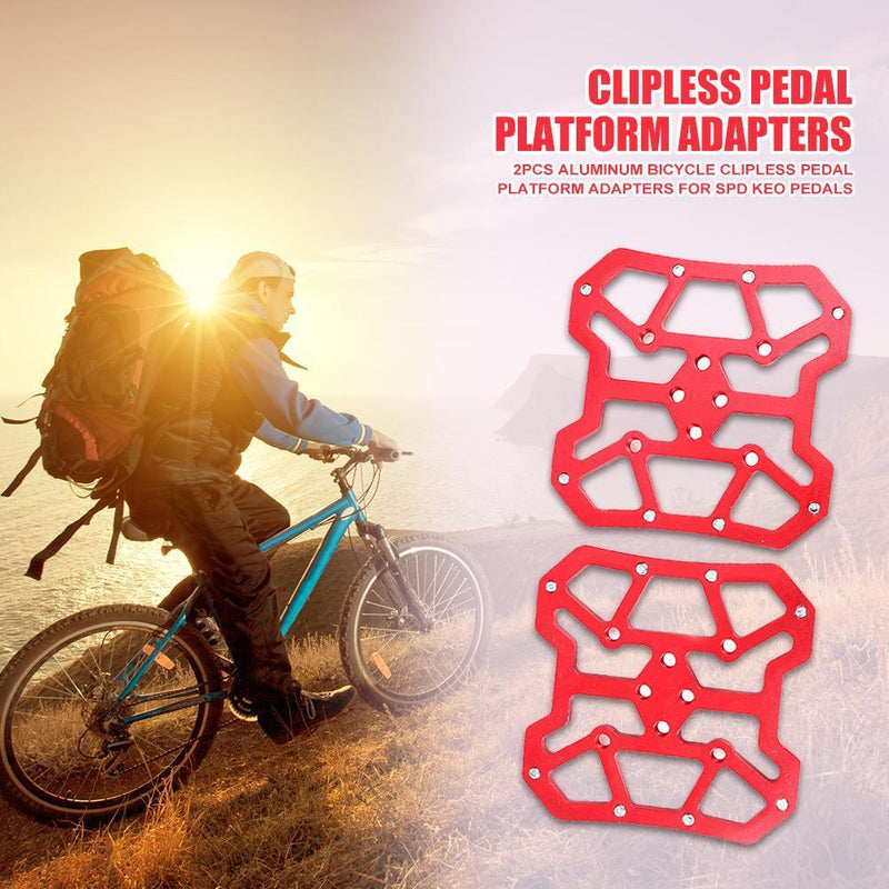 2pcs Bicycle Clipless Pedal Platform Adapters for SPD KEO Pedals (Red) Newly