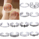 12pcs Retro Simple Fashion Carved Adjustable Toe Rings For Girls Foot E4O5 T1X1
