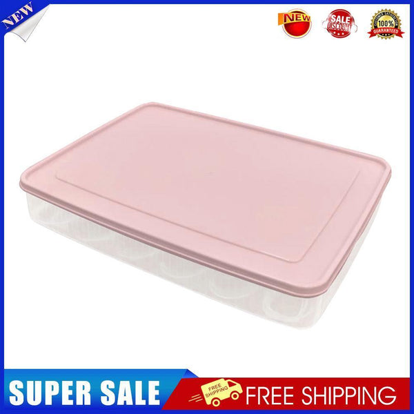 24 Grid Egg Storage Box Refrigerator Dumplings Egg Tray Holder (Light Pink)