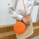Fashion Women Straw Woven Pure Color Messenger Bag Round Purse (Orange)