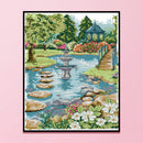 2 Beaches DIY Full Embroidery Waterfront Garden Printed Cross Stitch Kit Craft
