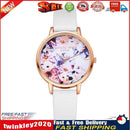 Women Classic Flower Leather Strap Casual Quartz Dress Watch (White) Newly