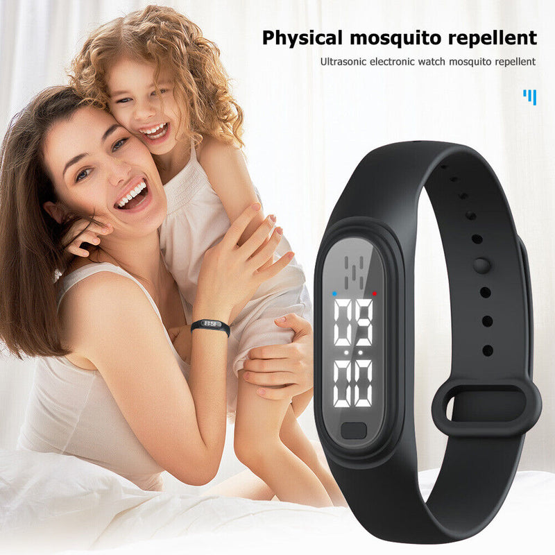 Q2 Ultrasonic Mosquito Repellent Watch Anti Pest Bug Drive Bracelet (Black)