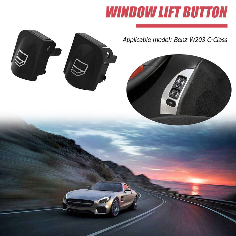 2pcs Master Power Window Switch Repair Cap Button Cover for Mercedes-Benz W203