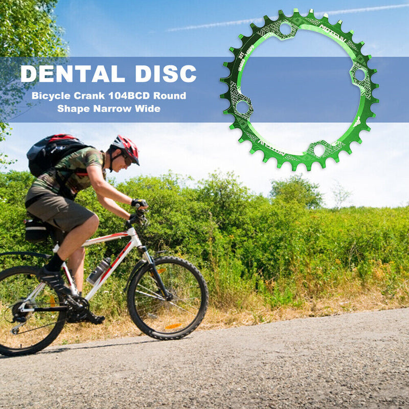 32T 104BCD Round Narrow Wide Chainring Mountain Road Bike Parts (Green) Newly