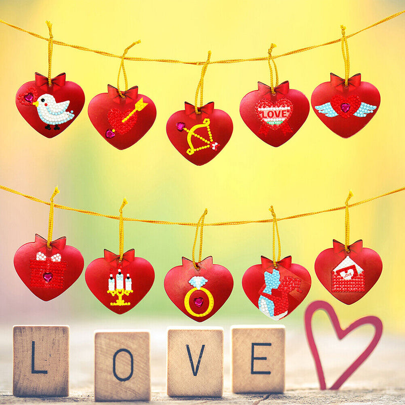 10pcs Mini Love Type Greeting Card Gift Pendant DIY Diamond Painting Single Side