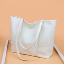 Big Capacity Top-handle Tote Splicing Daily Women Shoulder Bag Oxford PU Handbag
