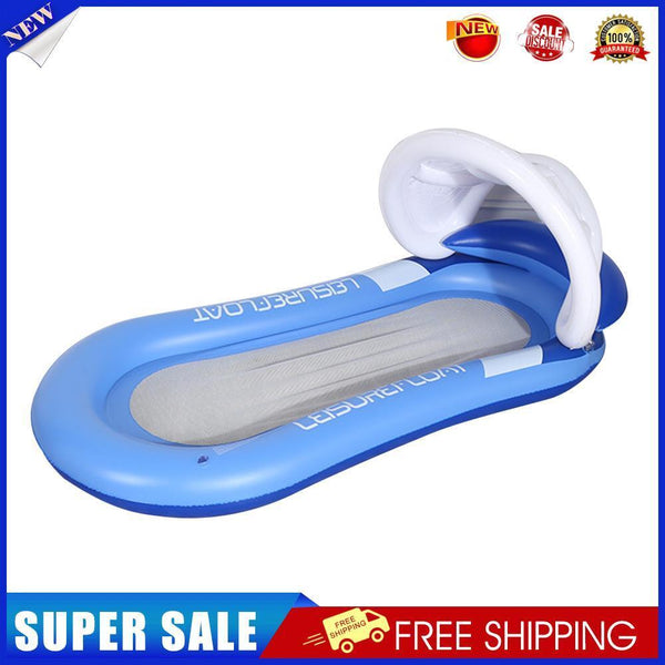 Foldable Inflatable Back Floating Row Sunshade Swimming Pool Lounger (Blue)