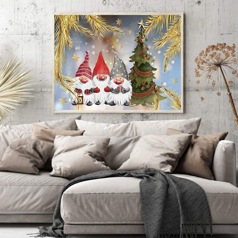 Christmas Gnome Oil Paint By Number Kits Canvas Drawing DIY Home Decoration
