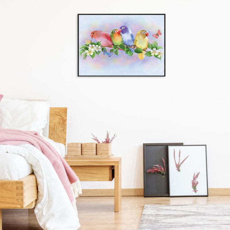 5D DIY Diamond Painting Standing Branch Parrots Cross Stitch Embroidery Rhi
